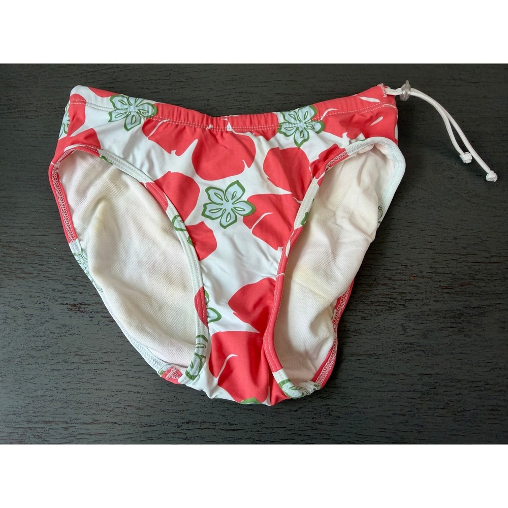 Carve Designs Red Hibiscus Floral Bikini Bottoms XS Drawstring Swim Made in USA